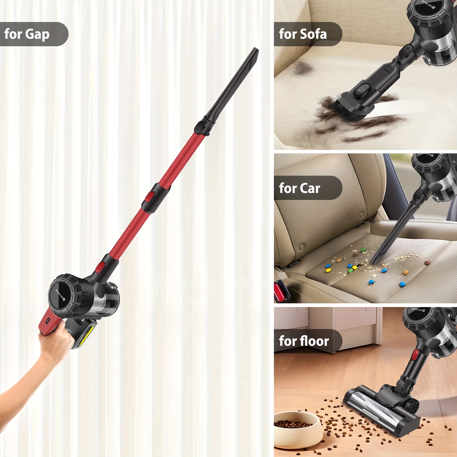 550W 45KPA Cordless Vacuum Cleaner 3 IN 1, Cordless Upright Handheld Stick Vacuum With 2pcs Rechargeable Lithium, LED Display, Lightweight Self-Standing Vacuum, Lightweight Vacuums Handheld Vacuum Cleaners For Pet Hair/Carpets/Floor