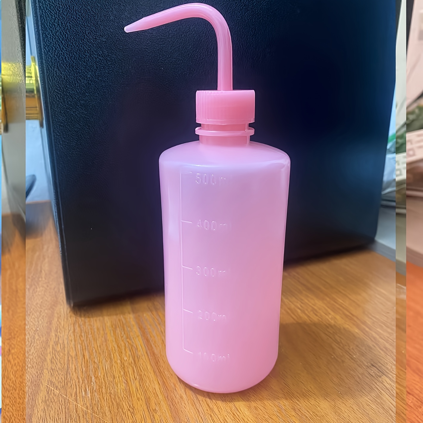 TEMU 1pc Plastic Squeeze Bottle With Curved Nozzle - Eyelash Serums, Makeup Application & Precision Cleaning - Durable Oval Design For Effortless