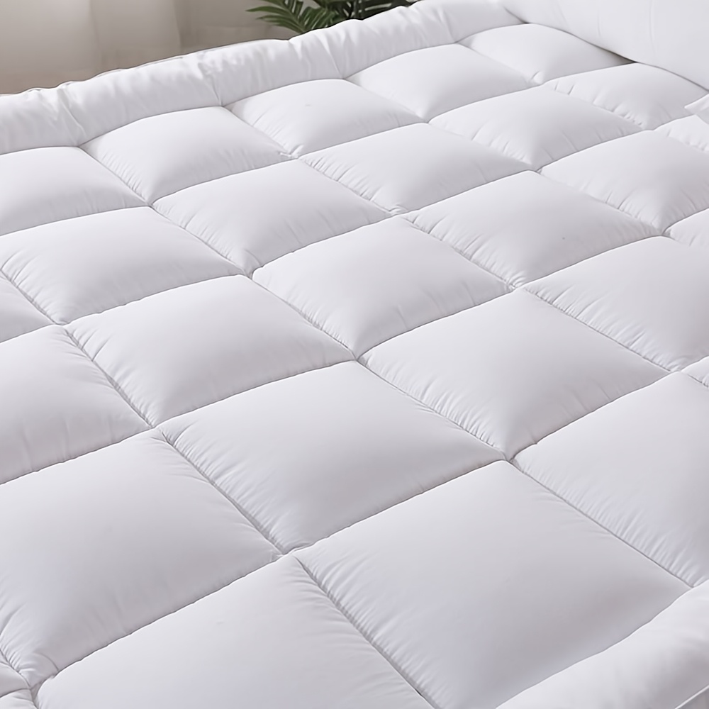 1pc Extra Thick Mattress Topper, Overfilled with 10cm/ 4Inch Microfiber Filling with Deep Pocket, Plush Soft Pillow Top Mattress Topper Anti-Shift & Even Weight Distribution Single/Double/King/Super King All UK Bed Sizes
