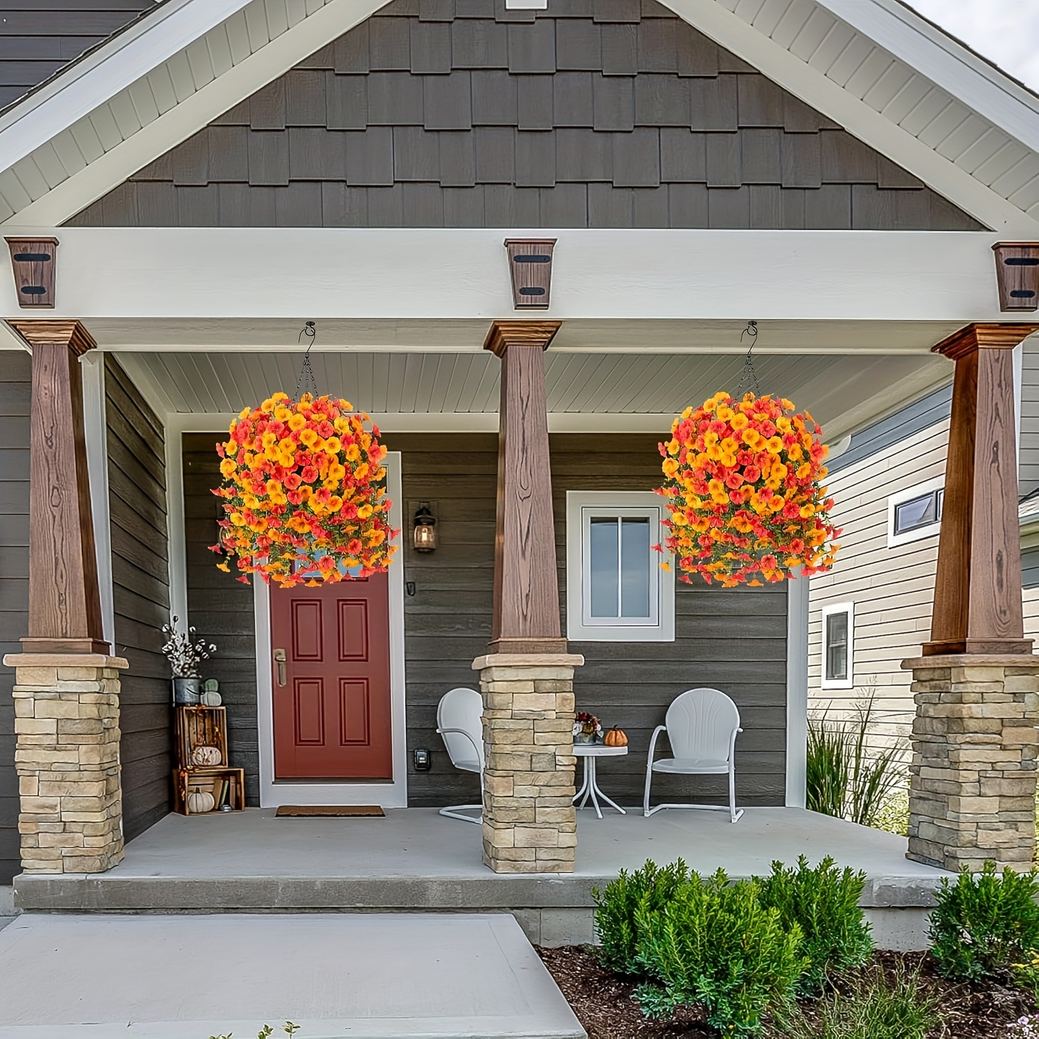 Enredaderas artificiales de campanillas resistentes a los rayos UV - Flores naranjas realistas, decoración interior/exterior resistente a los rayos UV, ideal para bodas, porches, jardines - Decoración de otoño y para todas las estaciones sin mantenimiento, arte floral de plástico duradero