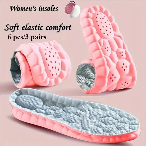 3 pairs of womens insoles breathable insoles sports and casual shoes sweat wicking pink in sizes 35 42 25 inches