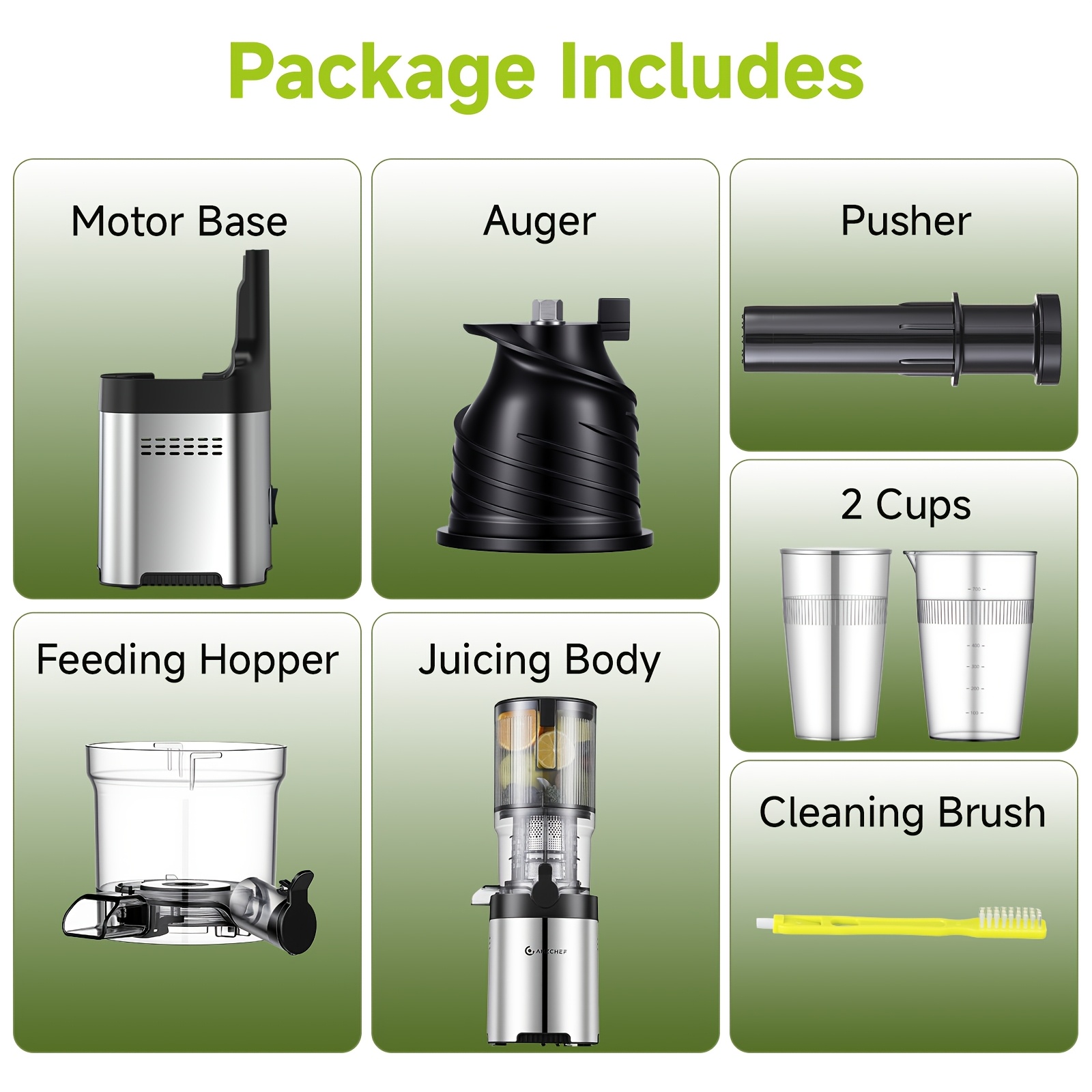 AMZCHEF Slow Juicer with Extra-Wide Feed Chute