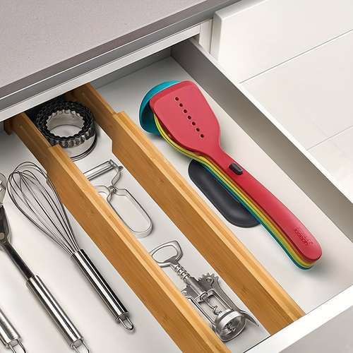 Lifewit 4 Pezzi Separatori Per Cassetti In Bambù, Organizer Cassetti Regolabile 41.7-56.4cm, 12.7cm Di Altezza, Divisori Per Cassetti Cucina, Bagno E Stanza, Ideale Per Vestiti, Stoviglie, Cosmetic