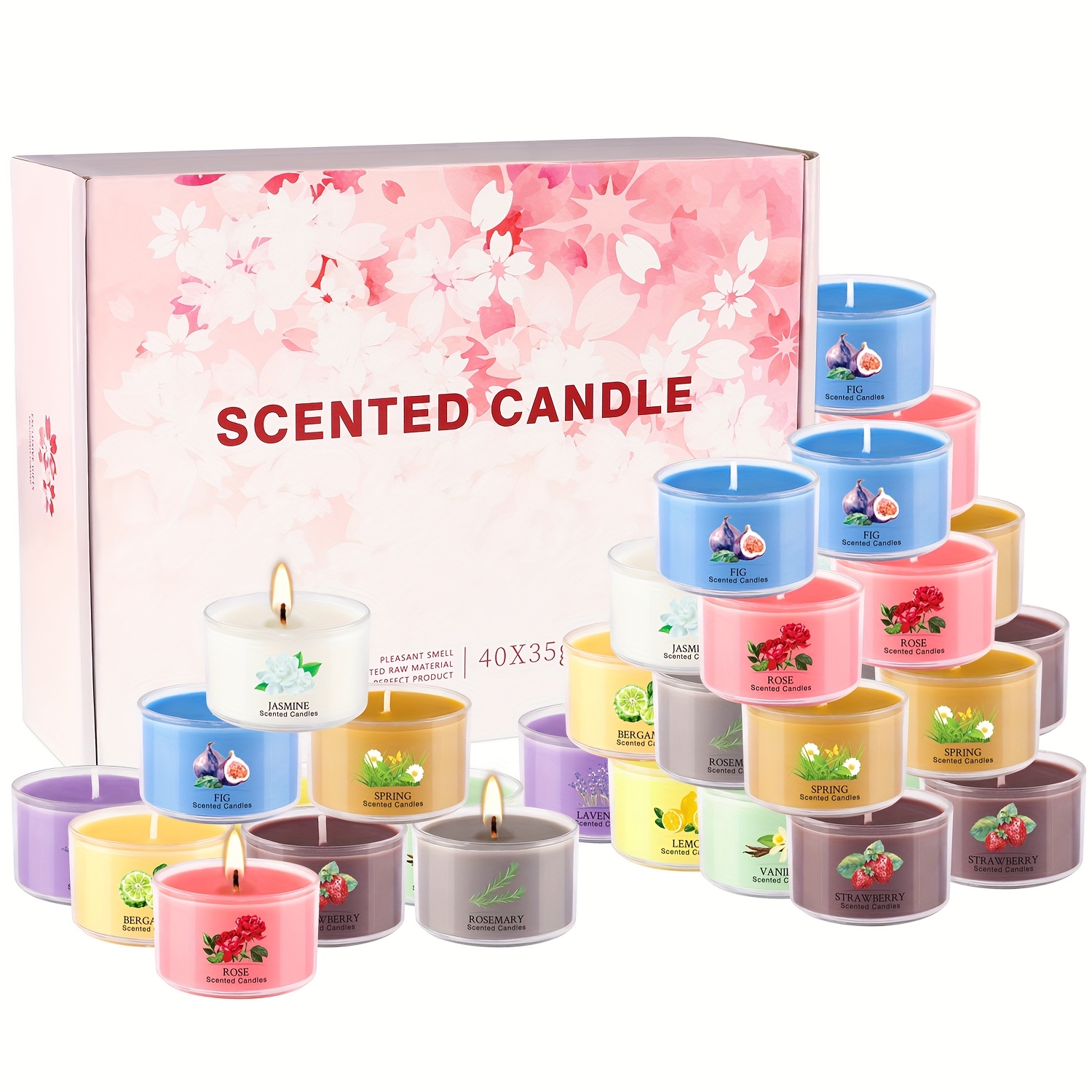 TEMU 40 Assorted-color Plastic Cup Tea Candles, Beautiful And Romantic, Fragrant Candlelight. Gift For Your Ones Or Family During , Spring Festival,