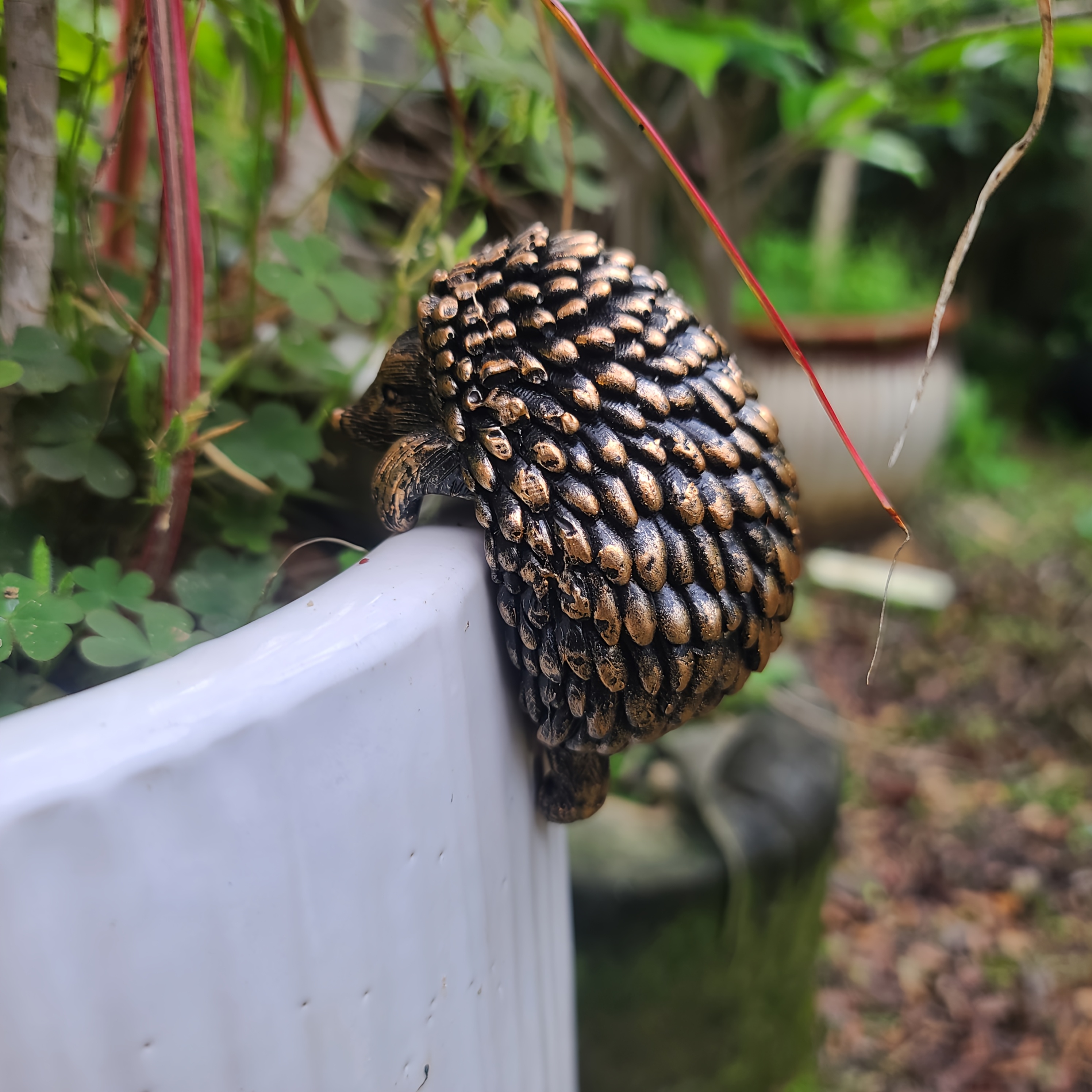 Stunning Golden Hedgehog Resin Sculpture