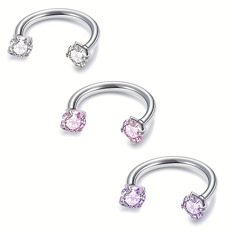 Image of 3pcs/set U-shaped Rod Synthetic Nose Ring Stainless Steel Nose Decoration Horseshoe Rod Ear Decoration Double Head Earrings Rod Lip Ring Ring Nose Horseshoe Ring Eyebrow Nail Human Puncture Jewelry