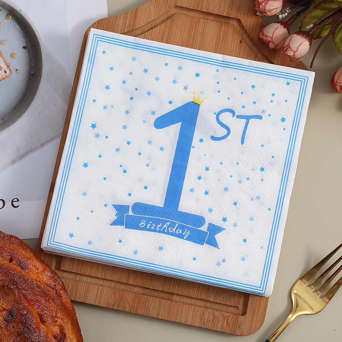 Image of 20pcs, -year-old Printed Napkins, 13x13 Inches - Birthday Garden Party Decoration Napkins, Used For Restaurant, Kitchen, Shop Decoration Supplies For Halloween、christmas