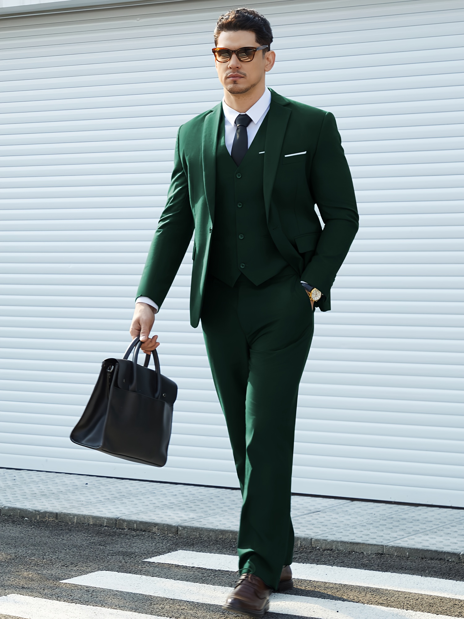 Ensemble De Costume Trois Pièces Pour Homme - Coupe Ajustée à Un Bouton - Veste De Mariage - Smoking (blazer + Gilet + Pantalon