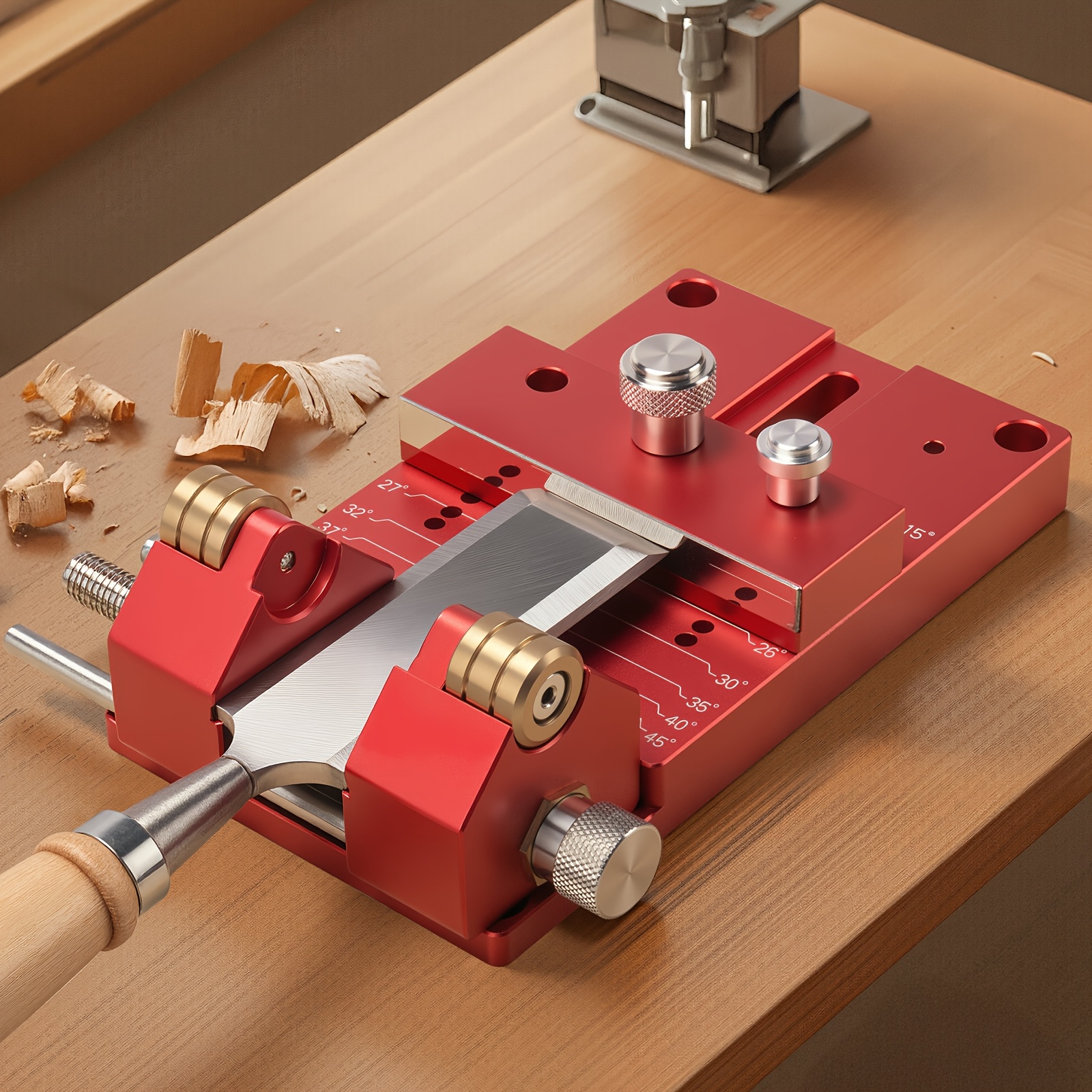 TEMU Muwood Chisel Sharpening Kit, Wood Honing Guide For Chisels And Planes Width 0.1" To 3.3" With Sharpening Angle Fixture, Angle Gauge From 15° To 45°