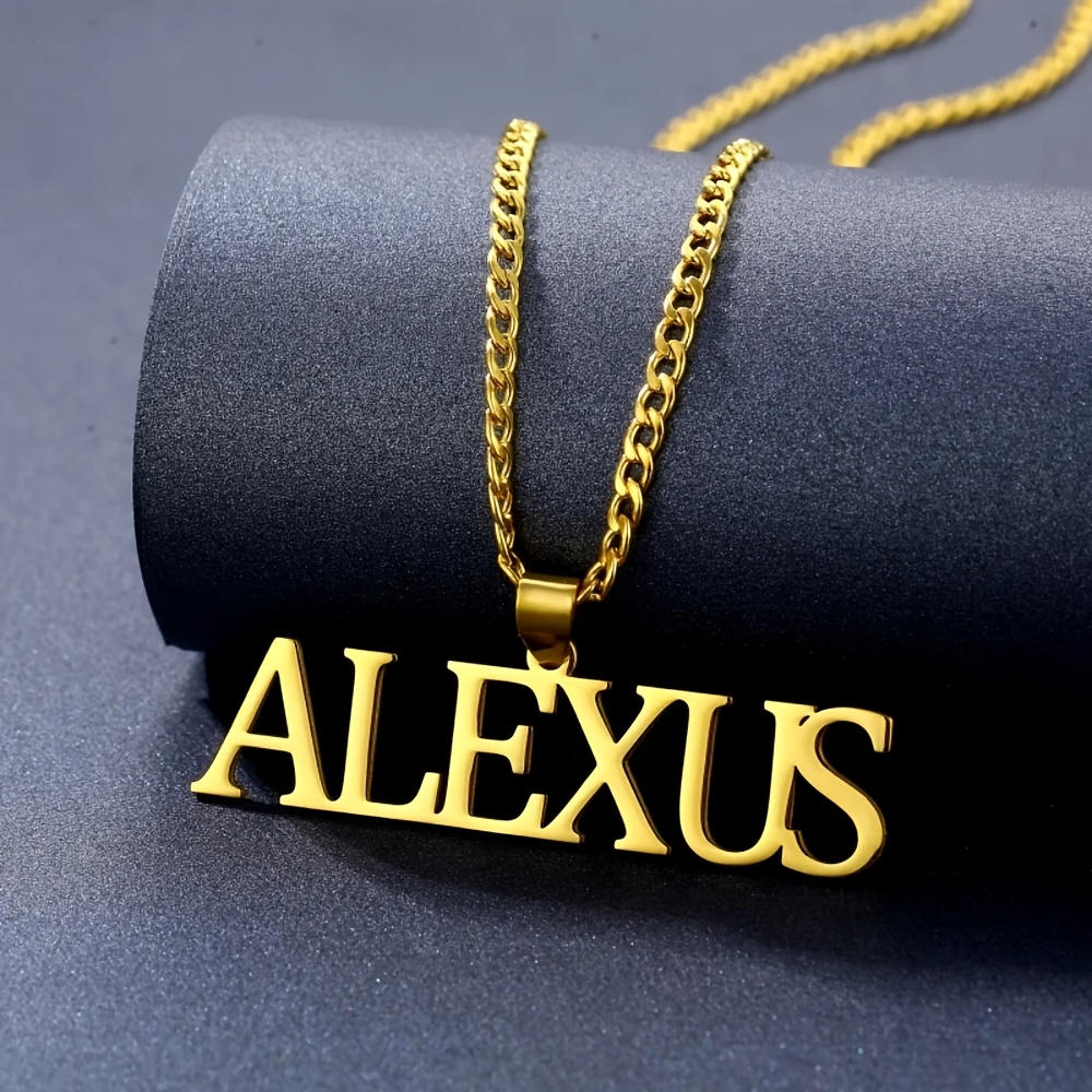 TEMU Custom Cuban Chain Name Necklace Personalized 304l 304l Stainless Steel Nameplate Pendant Necklace Hip Hop Party Necklace Friendship Necklace