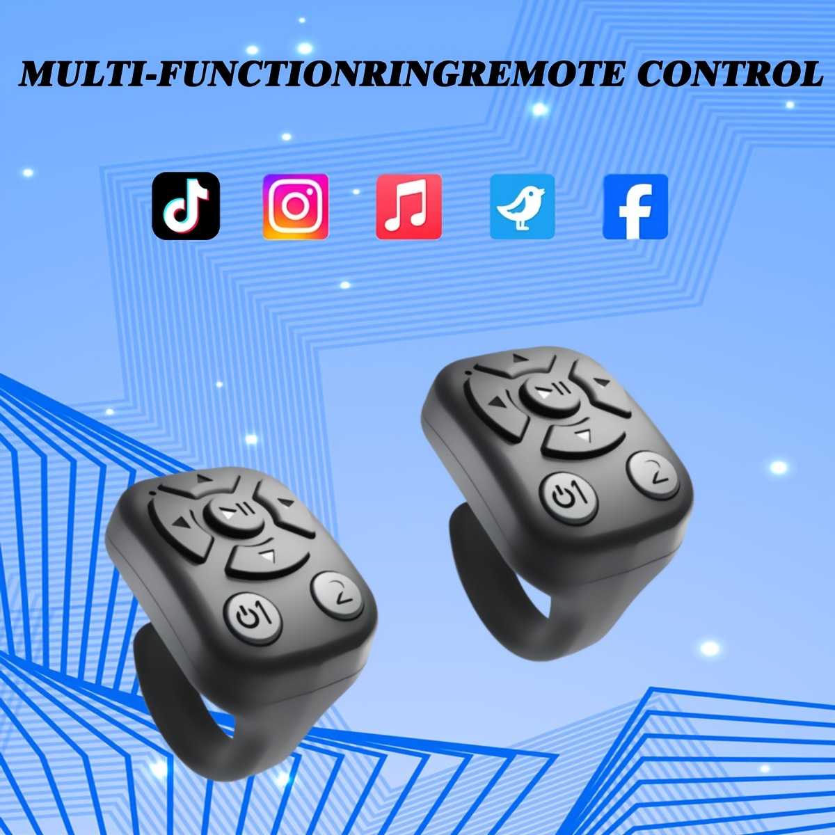 TEMU 2pcs Wireless Selfie Remote Control Ring - , Like Videos & Take Photos, Scroll Through Videos, | Rechargeable Multifunctional Ring Remote