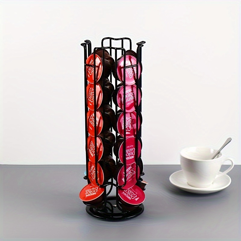 

1pc Coffee Black 24 Capsules Large Capacity Rotatable Coffee Capsule Holder Display Rack Storage Rack