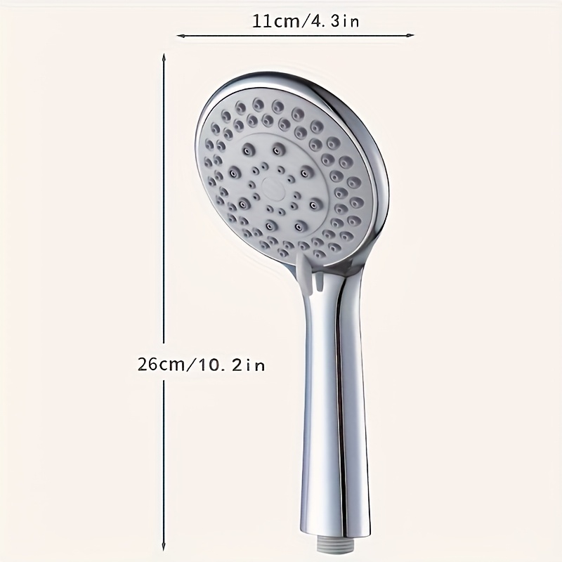 1 Adjustable Luxury High-pressure Shower Head | 5 Spray , 4.3-inch Wide Panel, Self-cleaning Nozzle, Polished Plastic, Hanging Mount, Bathroom Accessory For Shower Use Only