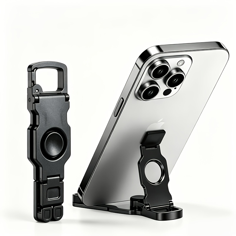 TEMU Multi-functional Fidget Spinner Phone Stand Keychain, 1pc Dual-hinge Foldable 360° Rotation Phone Grip, Ideal For Smartphone Video Watching And