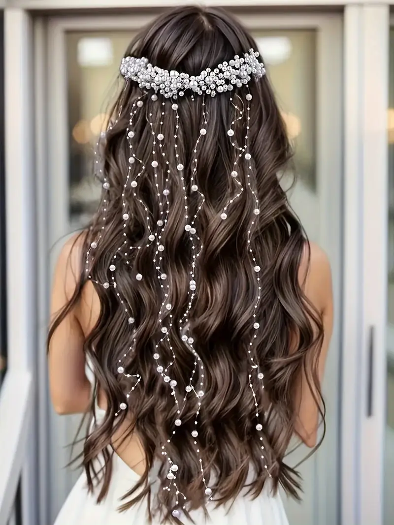 романическая свадебная прическа с жемчугом элегантная ручная работа жемчужная гребень с кисточками для невест аксессуары для свадьбы только ручная стирка детали 0