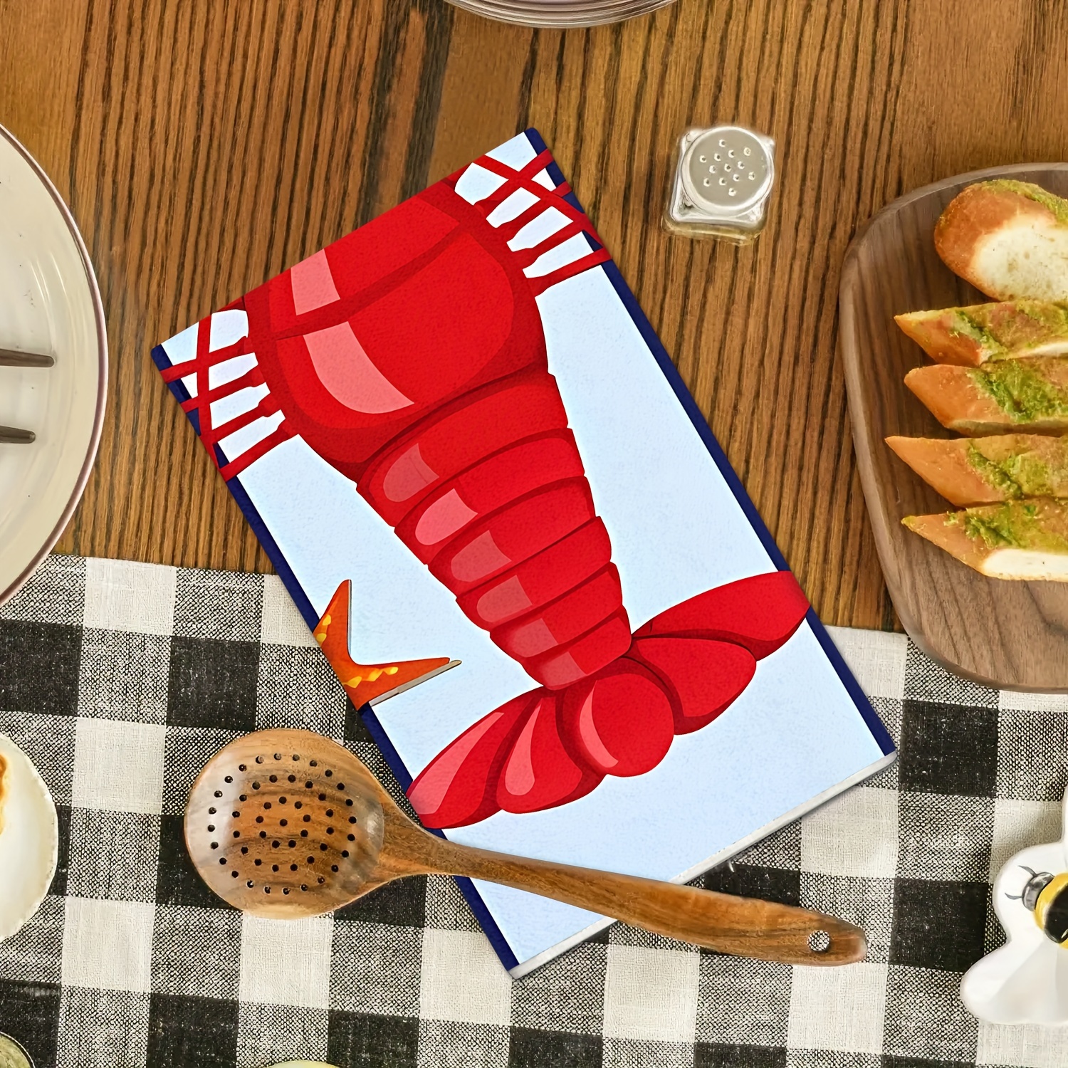 

Contemporary Coastal Microfiber Dish Towels Set Of 2 - Ultra Fine Knit Fabric, Machine Washable Kitchen Dish Cloths, Lobster Theme, Quality Stitch Premium Microfiber Dishwashing Pads