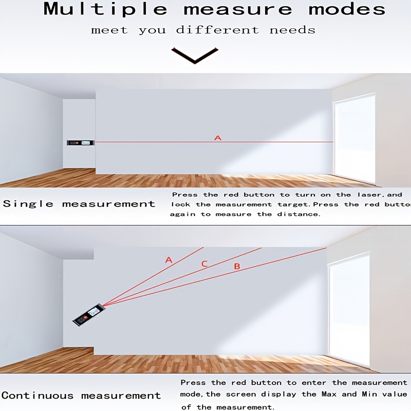 laser   rangefinder measuring tape laser subway rangefinder aluminum alloy shell usb charging supports pythagorean mode some distances have angle function laser distance 131ft 196ft 262ft 328ft Product details 9