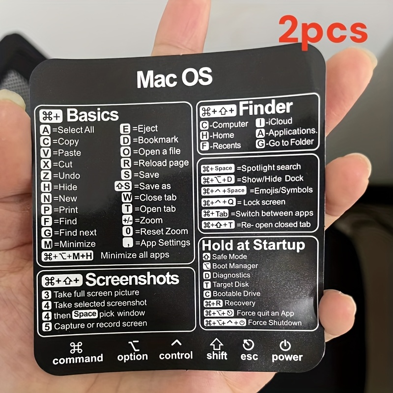 2pcs Os & Word/excel Shortcut Sticker, 8.0cm X 8.0cm Quick Reference Guide - Durable Paper, Compatible With 33.02-40.64cm For Pro, M1+, Essential For