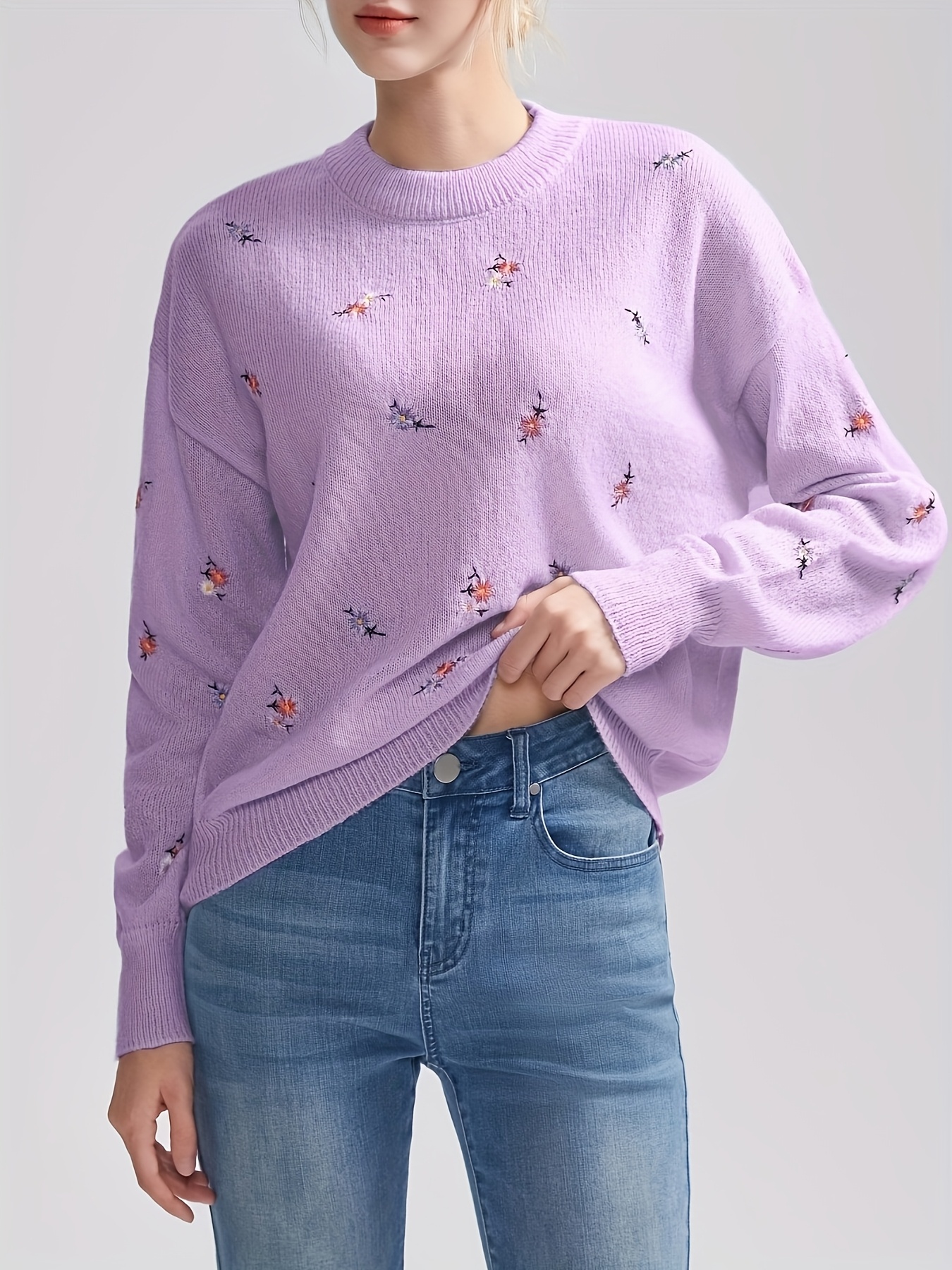 herbst winter damenpullover blumen vogeldruck – 100% Temu Germany