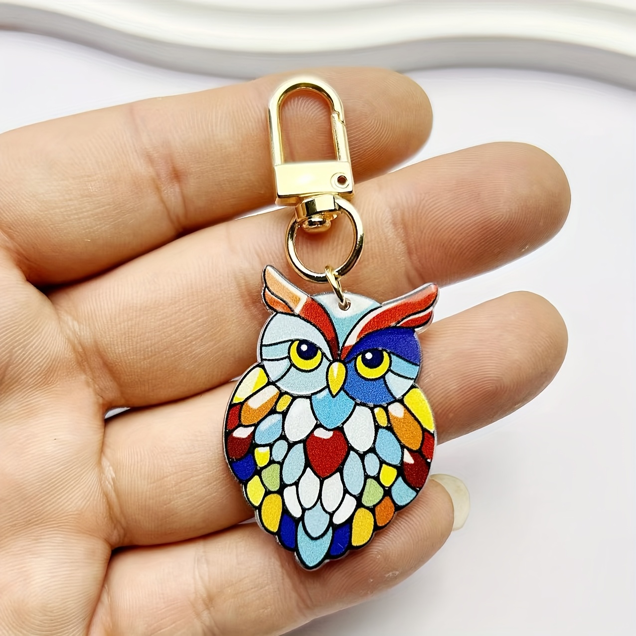 2d Flat, 1pc Anime Cat & Owl Keychain - Cute Suitable For Bag & Car Decoration, Acrylic Animal For Keys, Unisex Gift For Men &, Fashion Accessory For Backpacks, Car (no Metal), 2d Flat