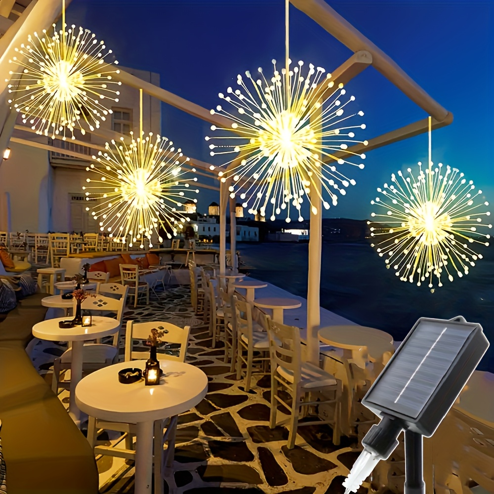 

Outdoor Solar Suspended Fireworks Lights, 400 Led Ball Lights, Warm White,, 8 Of Fairy Lights, Suitable For Courtyard, , Garden, Trees, Tents, Hotel Decoration