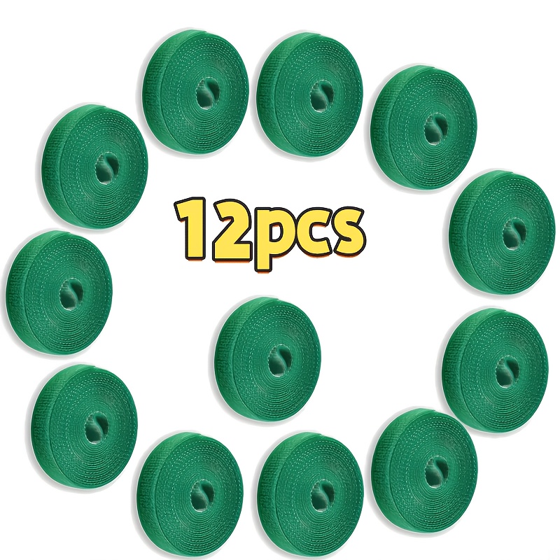 TEMU 12 Roll Self-adhesive Plant Tie, Nylon Hook And Loop Integrated, Stable Vines, Flowers And Trees, Weather Resistant And Durable Tie, Adjustable