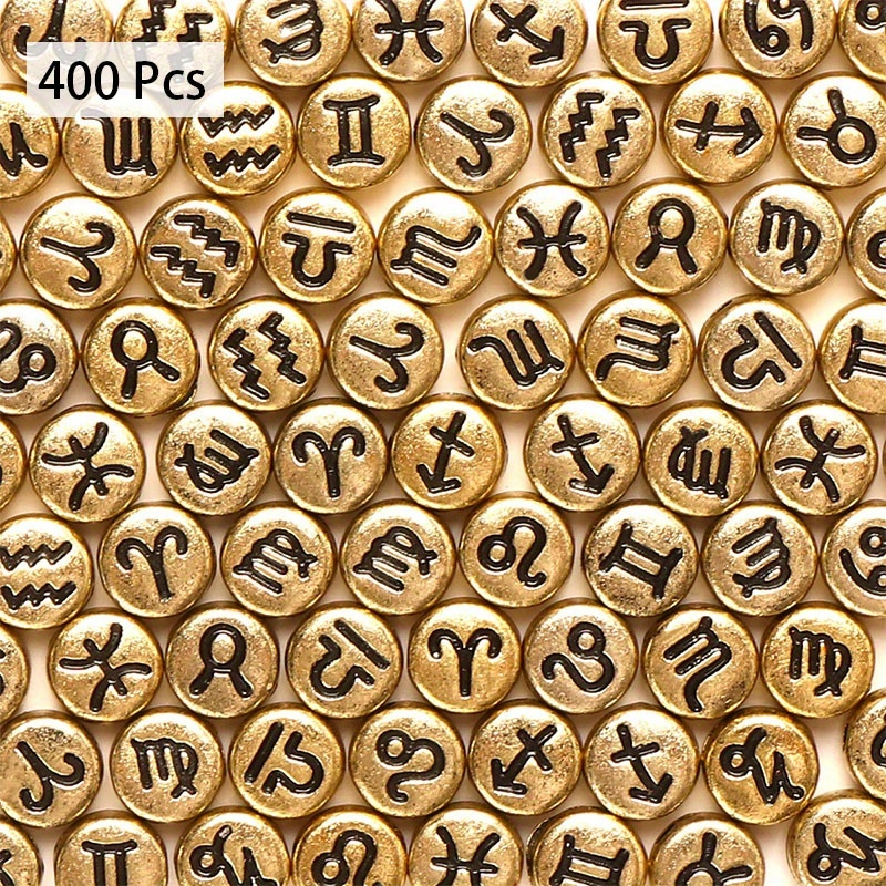 TEMU 400pcs Constellation Letter Round Beads Constellation Symbol Beads Colorful Letter Beads Loose Beads Spacer Beads Multiple Styles Available For