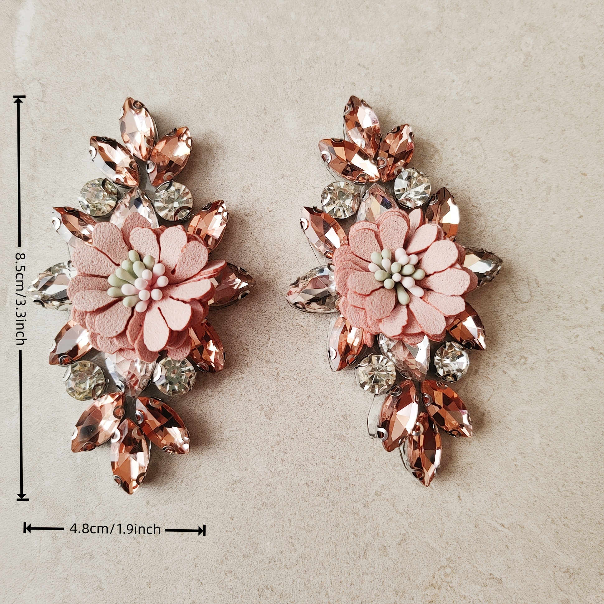 2pcs Three-Dimensional Flower Rhinestone Decorative Patch