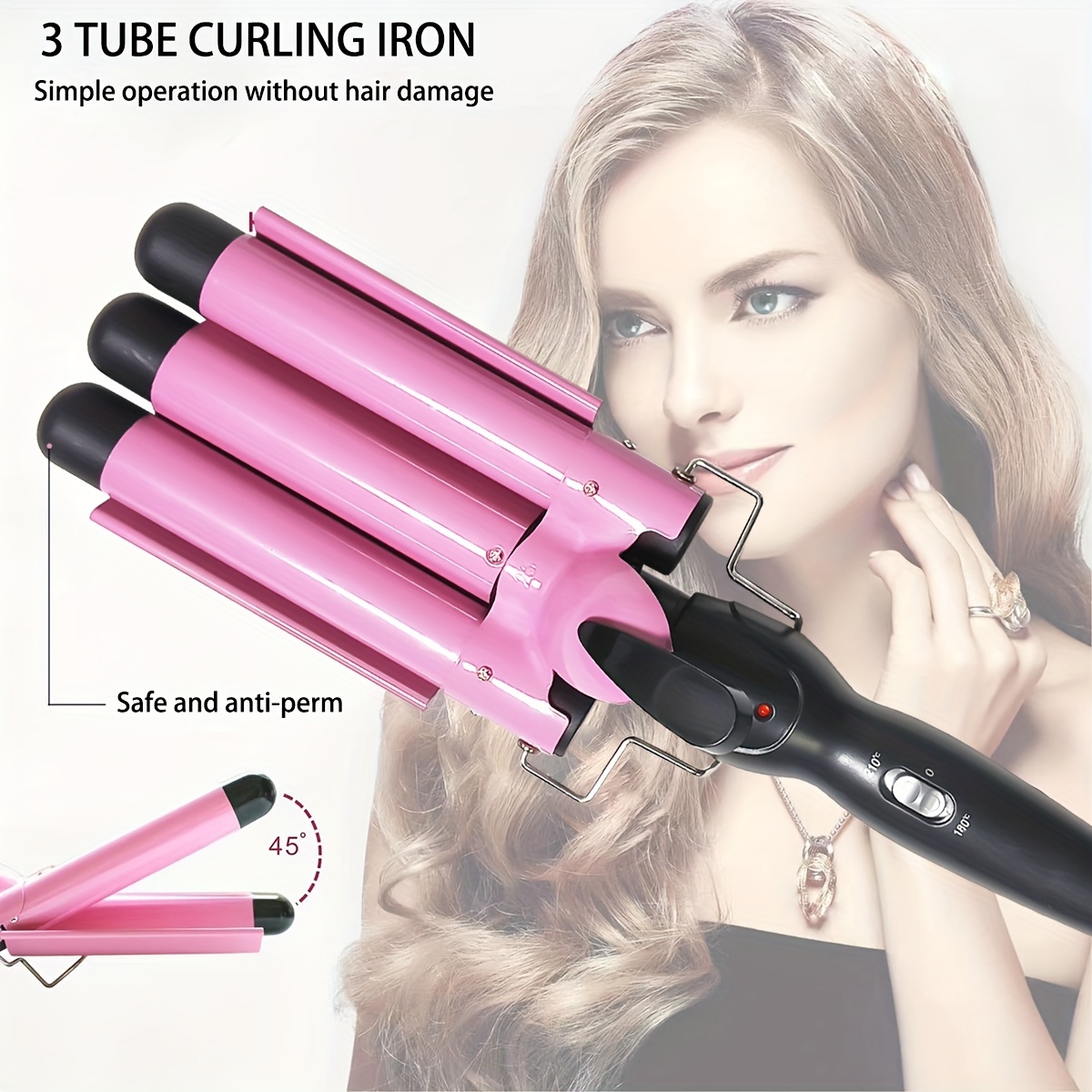 25mm Portable Hair Curler Versatile Styling Tool for All Hairstyles 75W Plug In Clip Home Travel