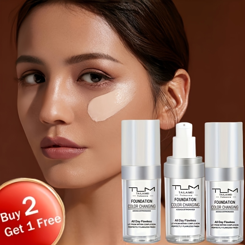 TEMU Buy 2 Get 1 Free (3pcs)/tlm Temperature-responsive Foundation 30ml, Color-changing Bb Cream For Flawless Makeup, No Clumping Or , Perfect Or Valentine's Day Gift