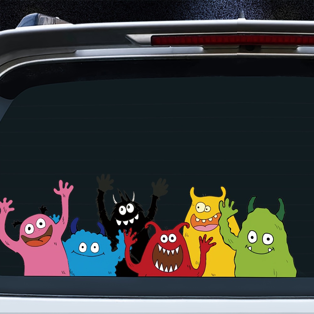 Genuine 1 Set Of Colorful Cute Monster Car Decals With Double-sided Printing For Cars, Trucks, Windows, And Bumpers - Diy Cartoon Pattern Gift Stickers