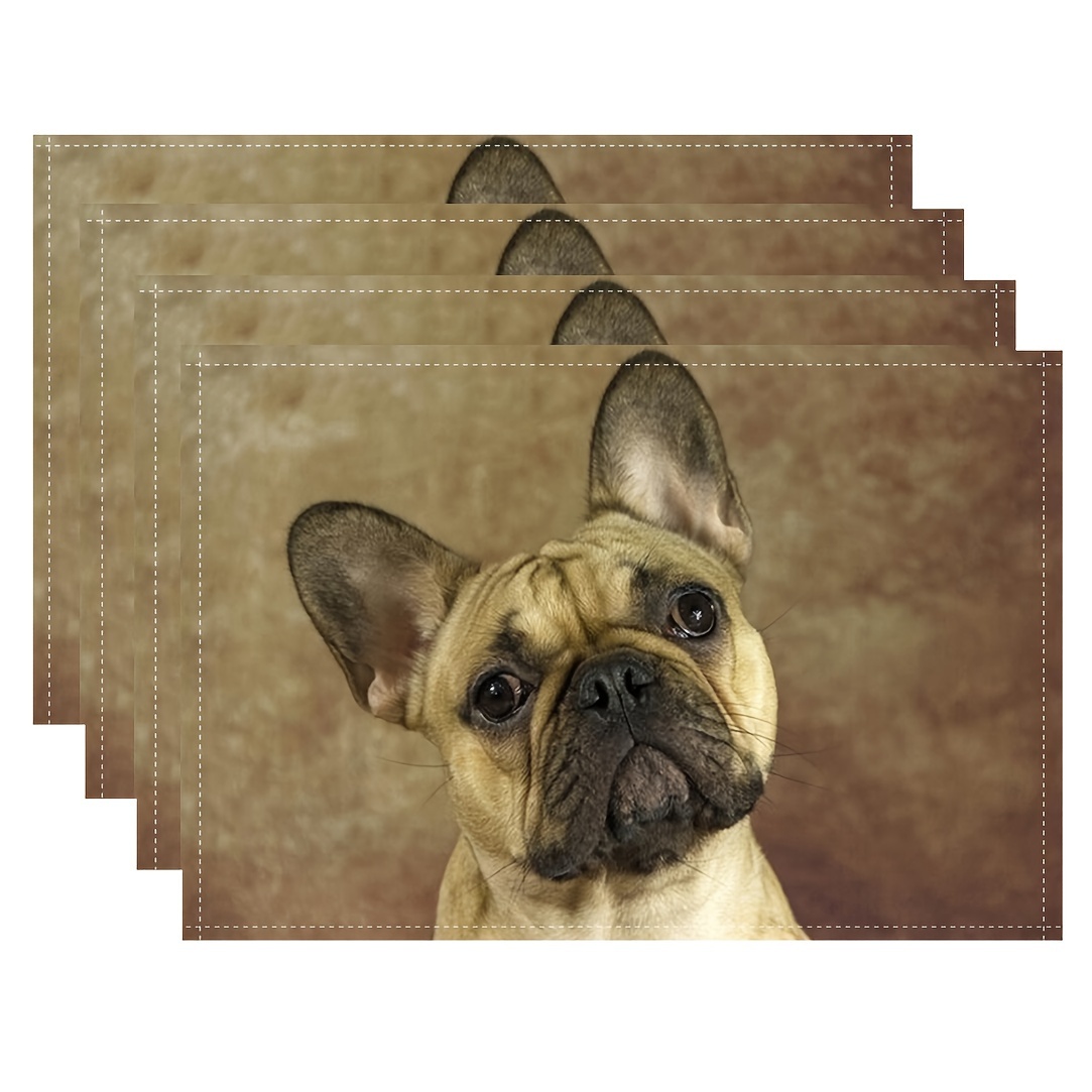 

4pcs, Fawn French Bulldog Face Shot Table Mats 12x18 Inch, Table Decoration Is Perfect For Both Indoor And Outdoor Use_h504