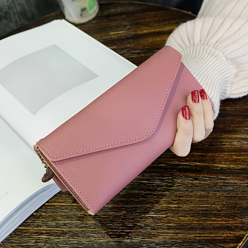 Image of New Women's Long Slim Envelope Wallet, Large Capacity Card Holder Clutch