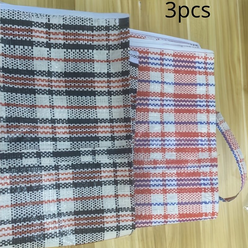Image of (random Color) Set Of 3 Oversized Storage Bags With Zippers - Sturdy, Reusable Organizers For Clothing, Laundry, And Bedding - Ideal For Moving Homes, Organizing Wardrobes, And Holiday Decorations
