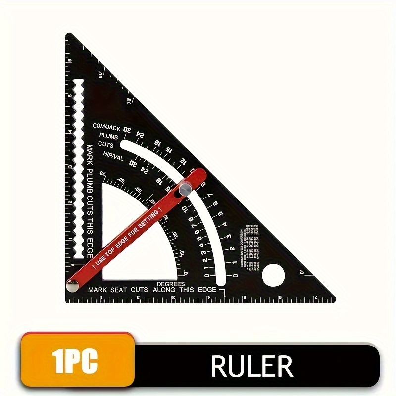 

1pc Aluminum Triangle Ruler - Durable, Rustproof, Multi-angle Protractor, Precision Woodworking Measurement Tool
