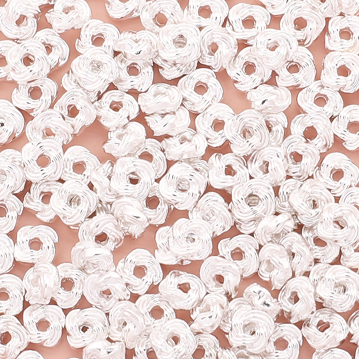 TEMU 85 pièces Perles entretoises Fleur Bouclée, Accessoires de Bijouterie en Alliage de , Perles de Positionnement Argentées, Perles en Vrac, Perles