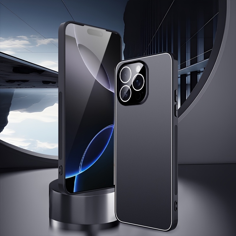 TEMU Phone Case: Light Luxury Minimalist Elegant Design Cover Case, Compatible With Iphone 13/14/15/16 Pro Max, -one Lens Protector   Alloy ,