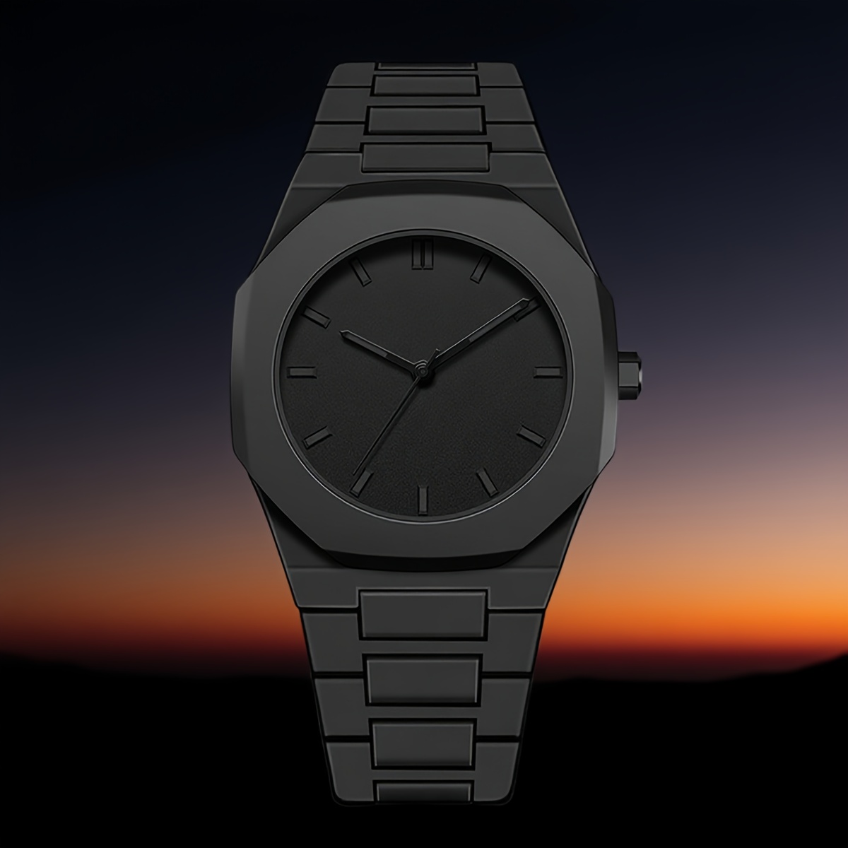Minimalist Quartz Watch Black Unisex With Adjustable Strap_voghion.com