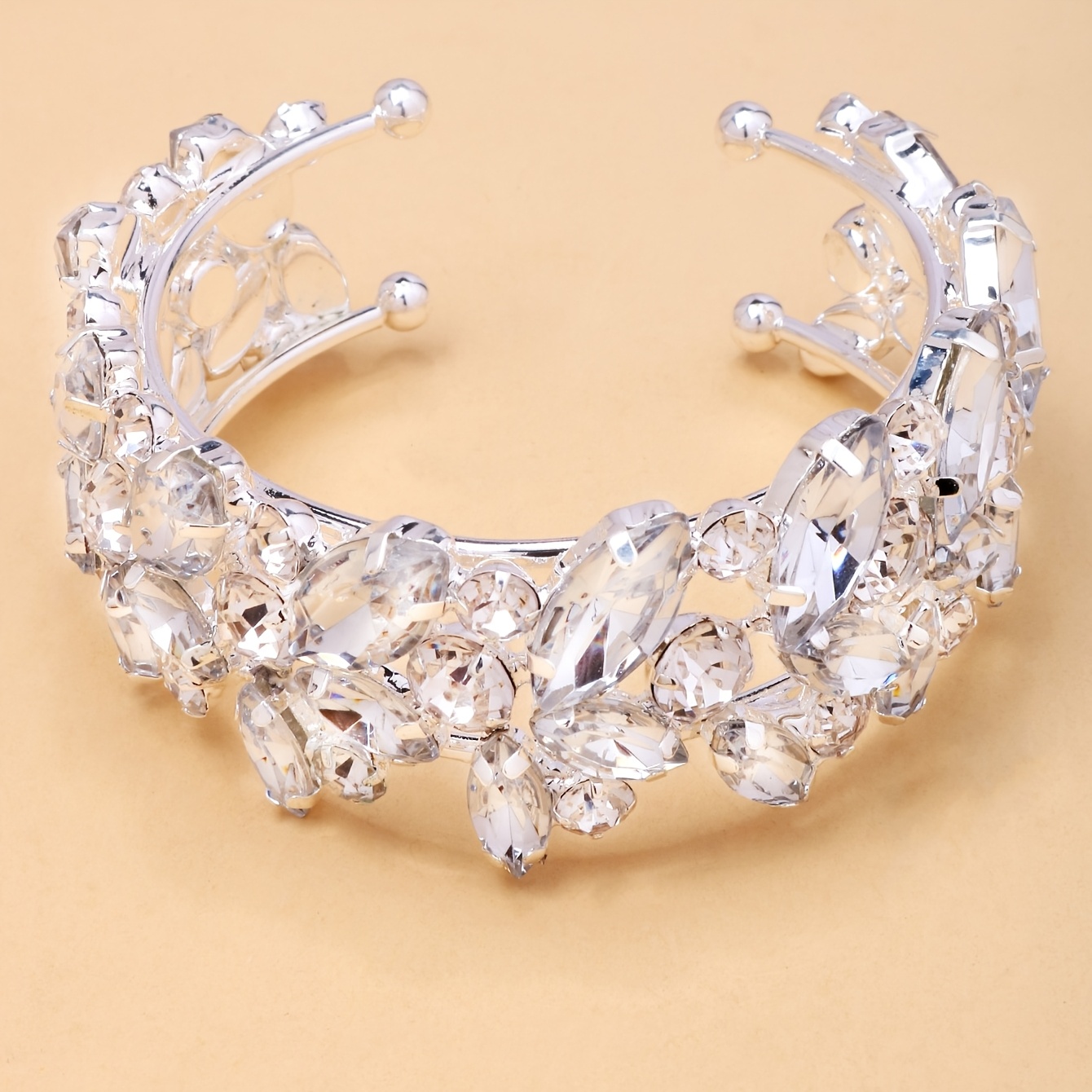 TEMU 1 pièce Bracelet rigide ouvert tendance et minimaliste avec incrustation de cristal artificiel, Bracelet pour les quotidiens, Bracelet hip-hop