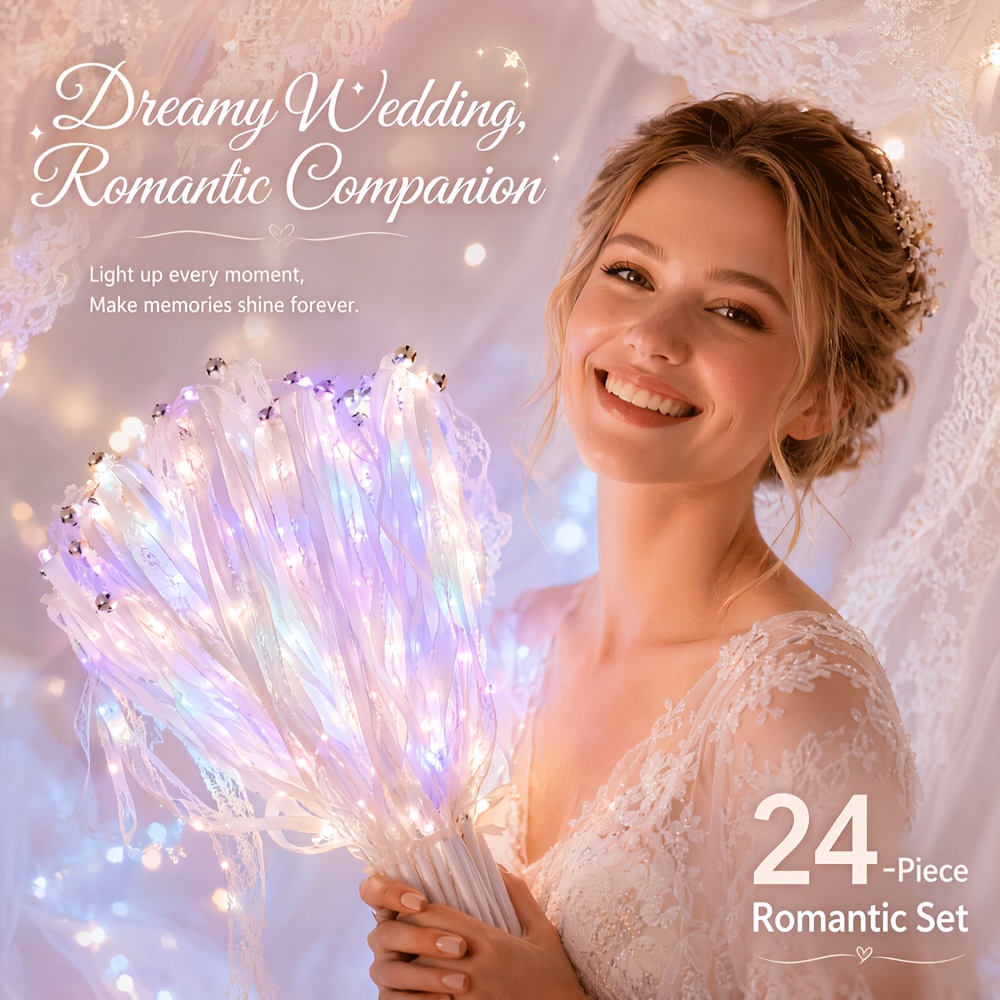 TEMU 24 Romantic Magic Luminaria Sticks (with Ribbon), Perfect For School, Back To School, Weddings, Halloween, Christmas, Fall Decorations, And