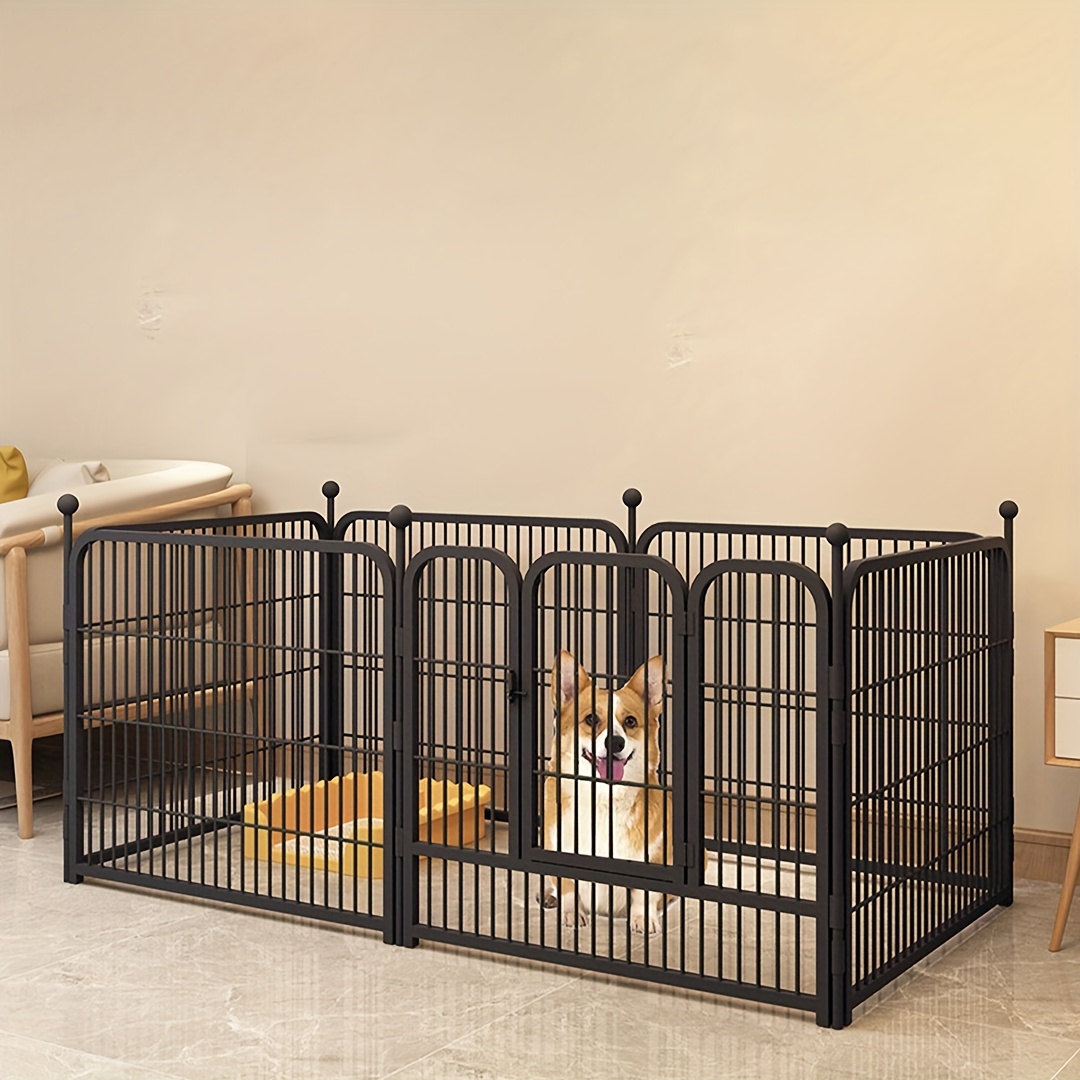 

Dog Playpen, 6 Panels Metal Dog Fence, Gate With Door Walk Through, Playpen Pet Fence For Medium/small Dogs, Portable Dog Pen For Outdoor, Indoor, Rv, Camping, Yard
