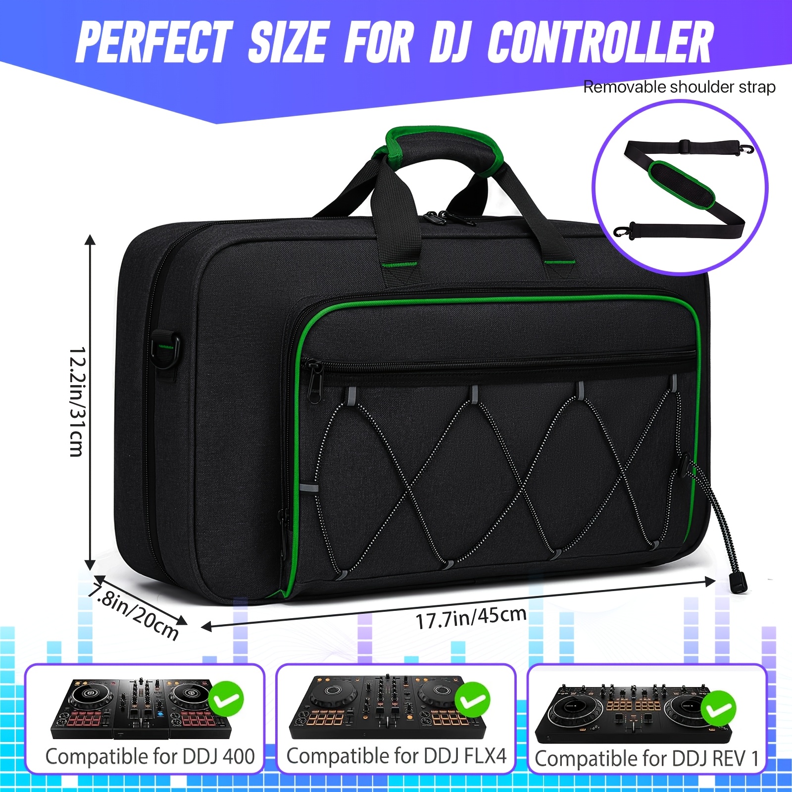 YH&GS Thickened DJ Controller Backpack with 15.6-Inch Laptop Compartment