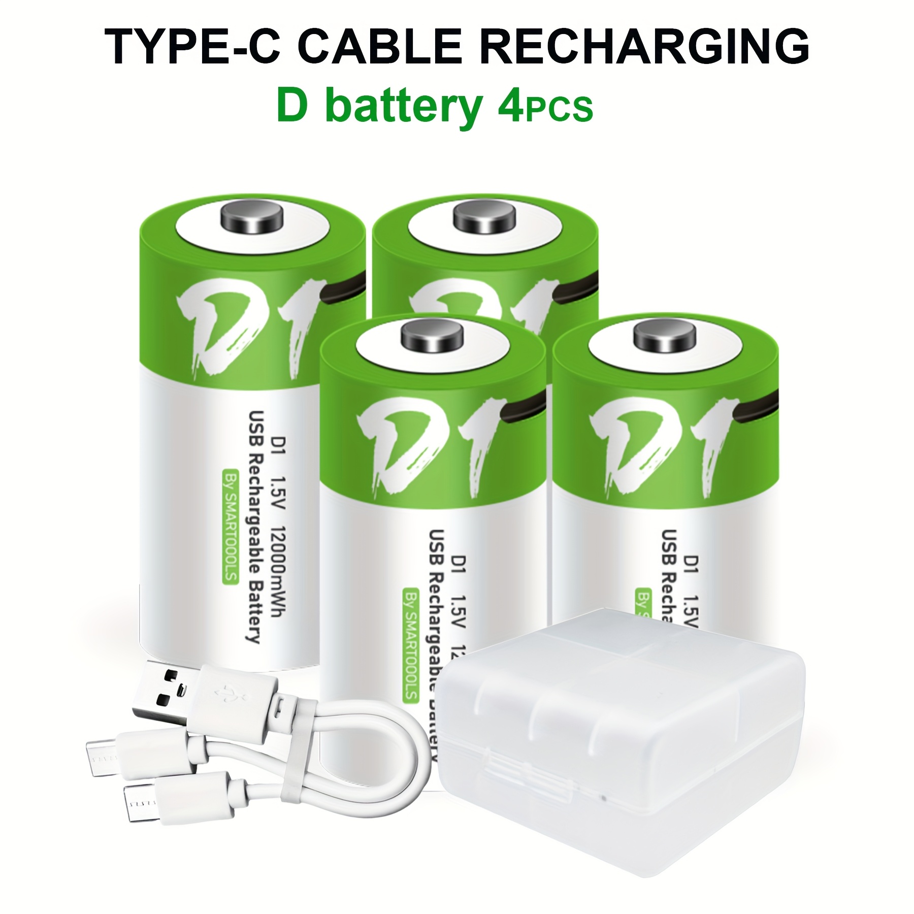 Image of 4pcs D Battery D1 Batteries, D Rechargeable Lithium , High Capacity 1.5v 8000mah 12000mwh Rechargeable Lithium Battery, 3 Hours Fast Charge, Output, Long Lasting Cycle Times Up To 1200x