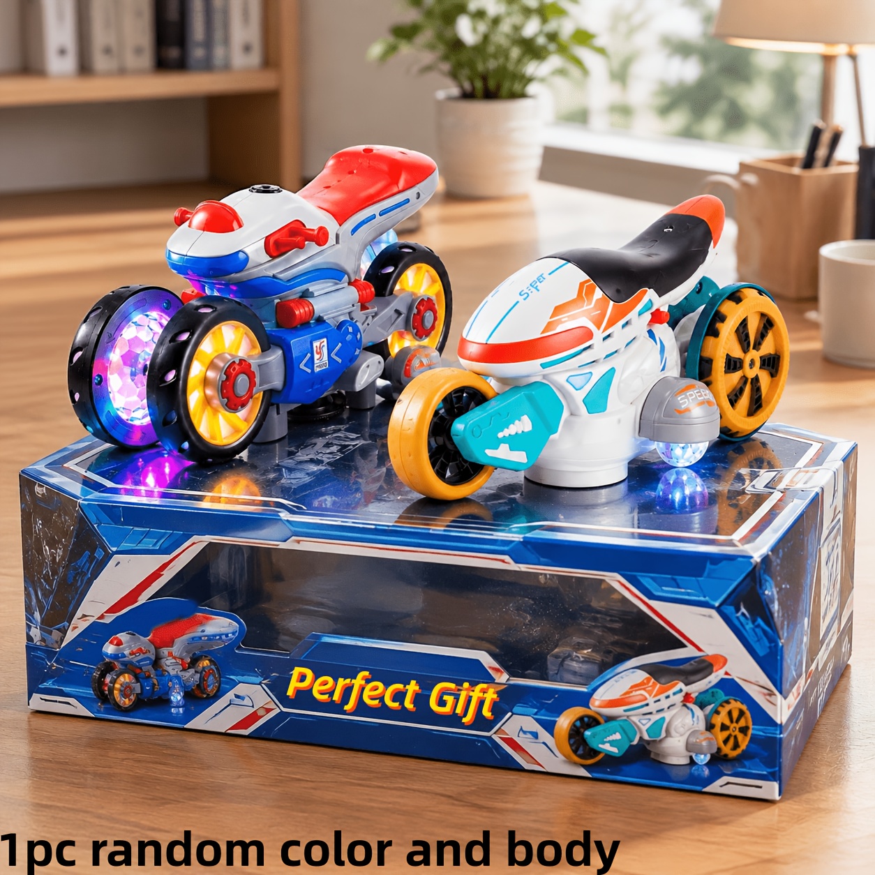 TEMU New Multi-functional Random Color Electric Stunt Spinning Transforming Motorcycle Drift Toy Bike For Boys And Girls, Cool And Affordable Sensory