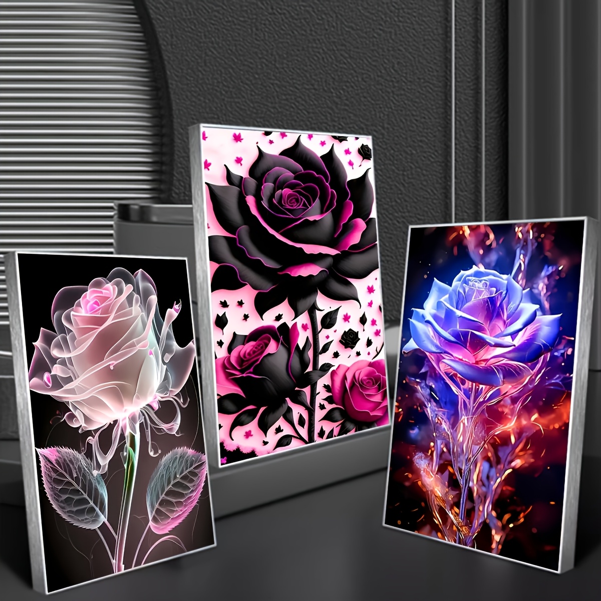 

3pcs Diamond Painting Diy Diamond Embroidery Full Diamond Rose