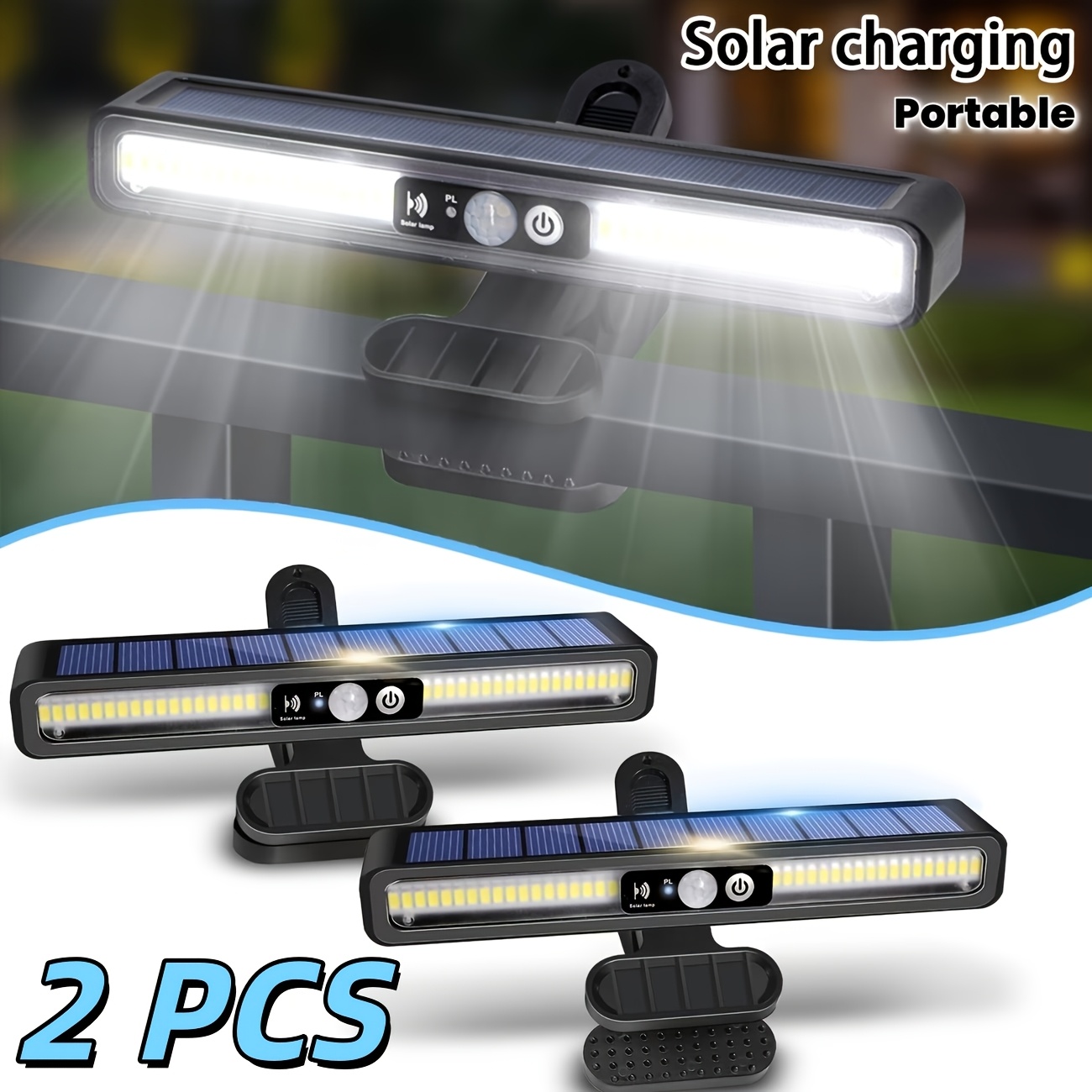 TEMU 2 Pack Outdoor On Landscape Light With Motion Sensor Solar Fence Light, Led, 3 Lighting , 46 Led Portable Safety Light, Suitable For Courtyard,