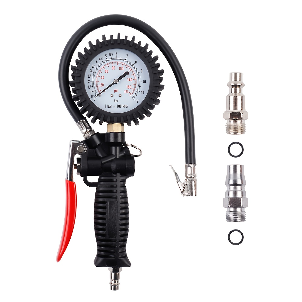 TEMU Digital Tire Inflator Pressure Gauge, 0-170 Psi Air And Compressor Additions, Equipped With A Rubber Hose Quick Connect Fitting, Suitable For
