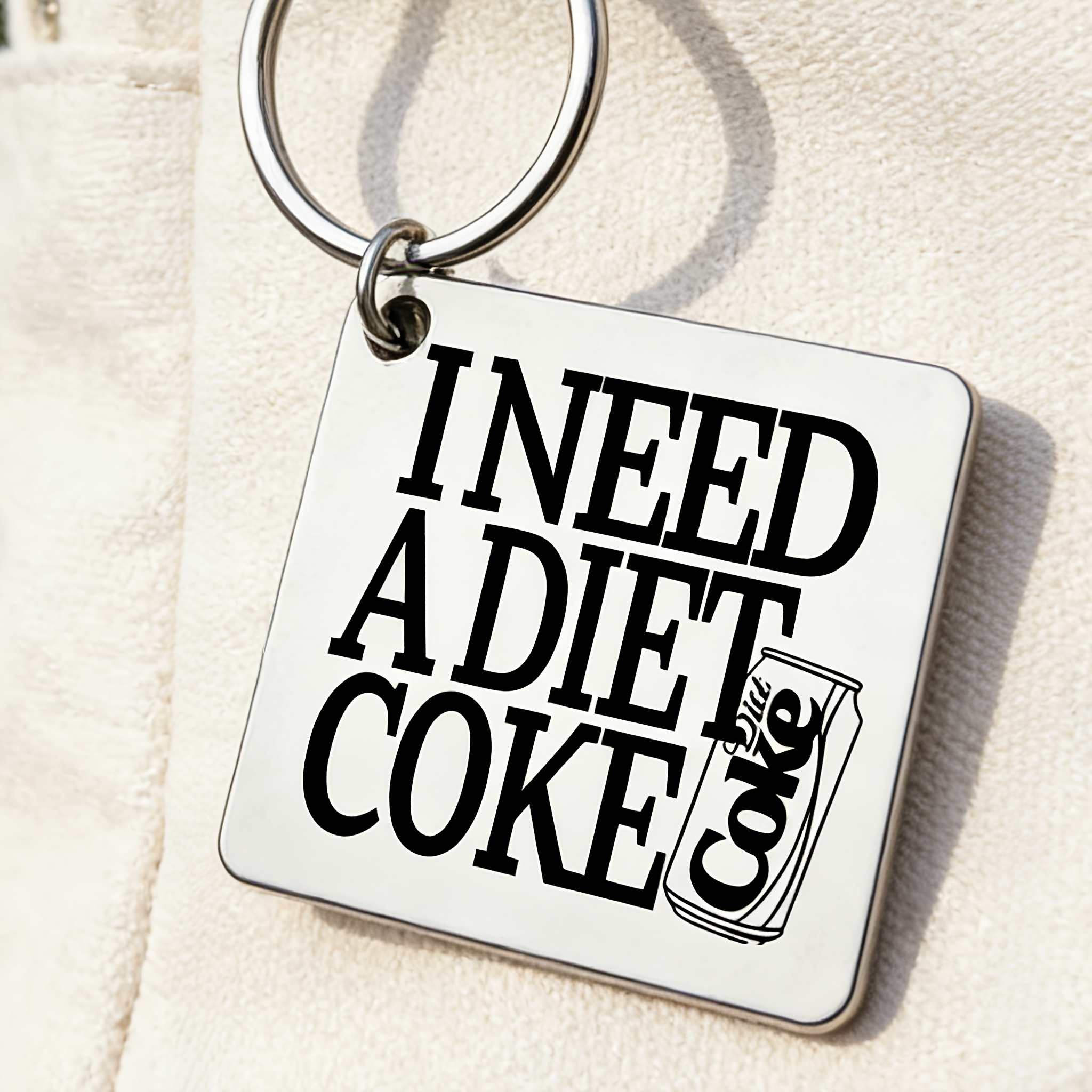 TEMU Model 1: "i Need A Diet " Fun Stainless Steel Keychain, A Gift That Shows Your Passion, Conveys Companionship, A Durable Everyday Accessory