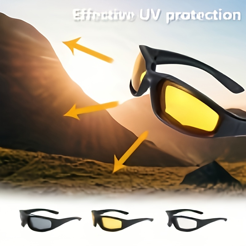 TEMU 3 Pairs Motorcycle Riding Glasses - Windproof Protective Sports Eyewear With Comfort Padded Nose Bridge, Lenses For Men Women Boys, Non-prescription For Cycling Hiking , Adventure Accessories