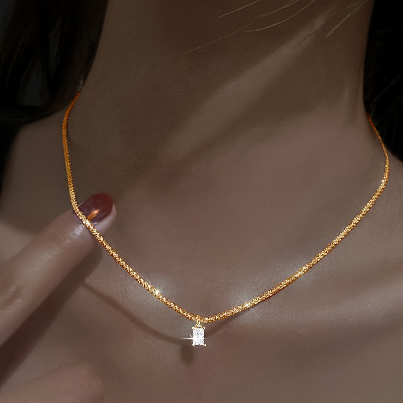 Minimalist Shimmering Square Cross Statement Necklace for Women